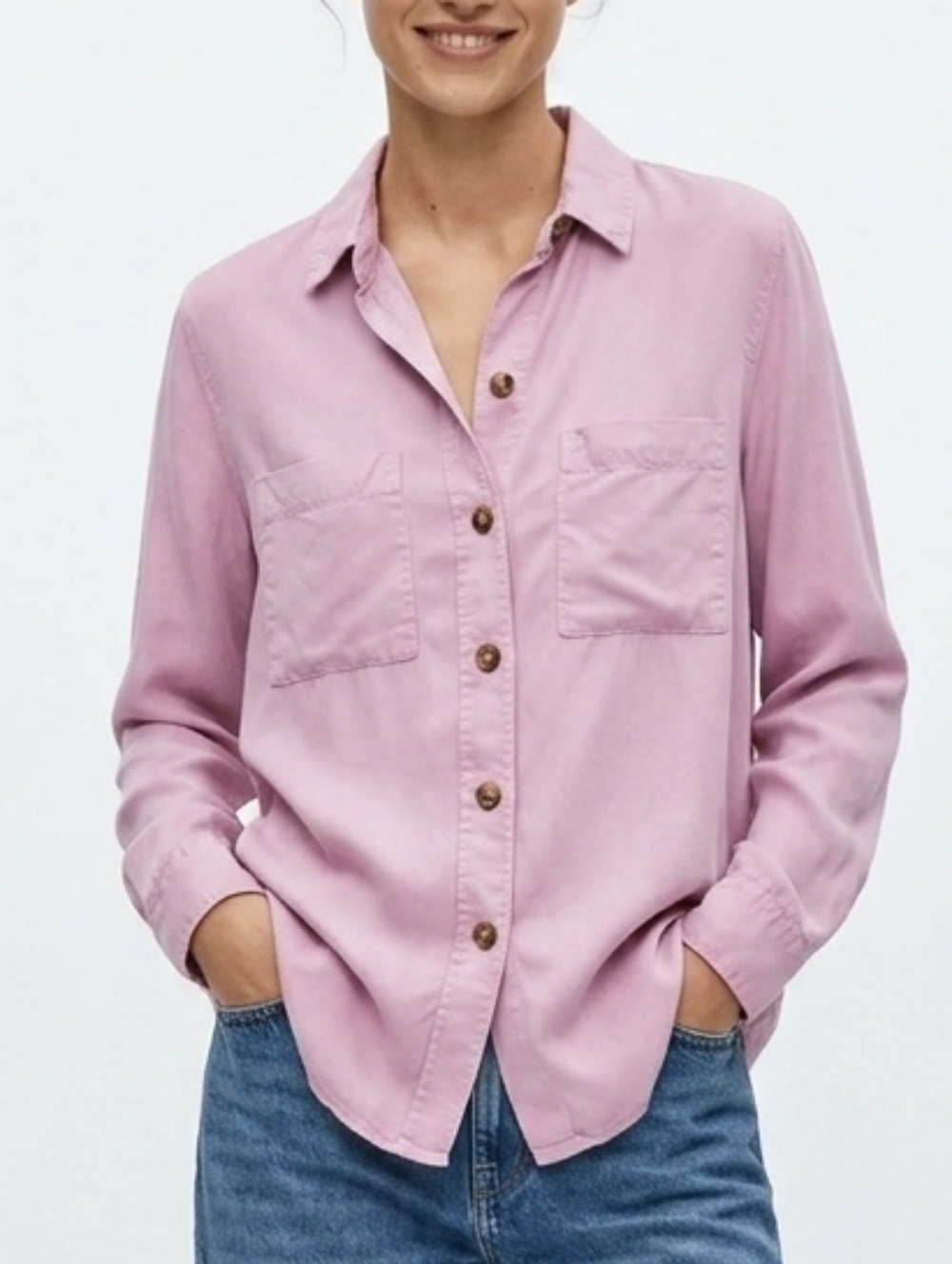 Massimo Dutti Pink Lyocell Button Down Shirt
